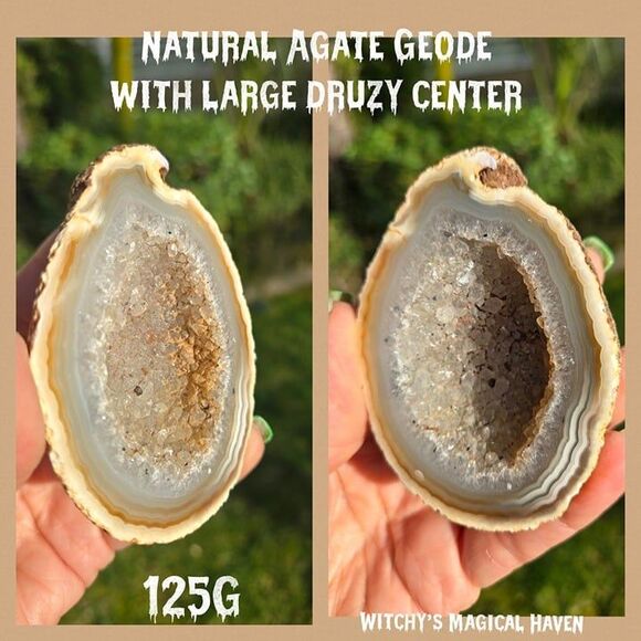 Natural Agate Geode with a Large Druzy Center - Picture 9 of 9